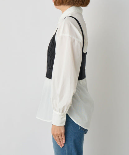 時尚風格針織背心套裝高密度襯衫