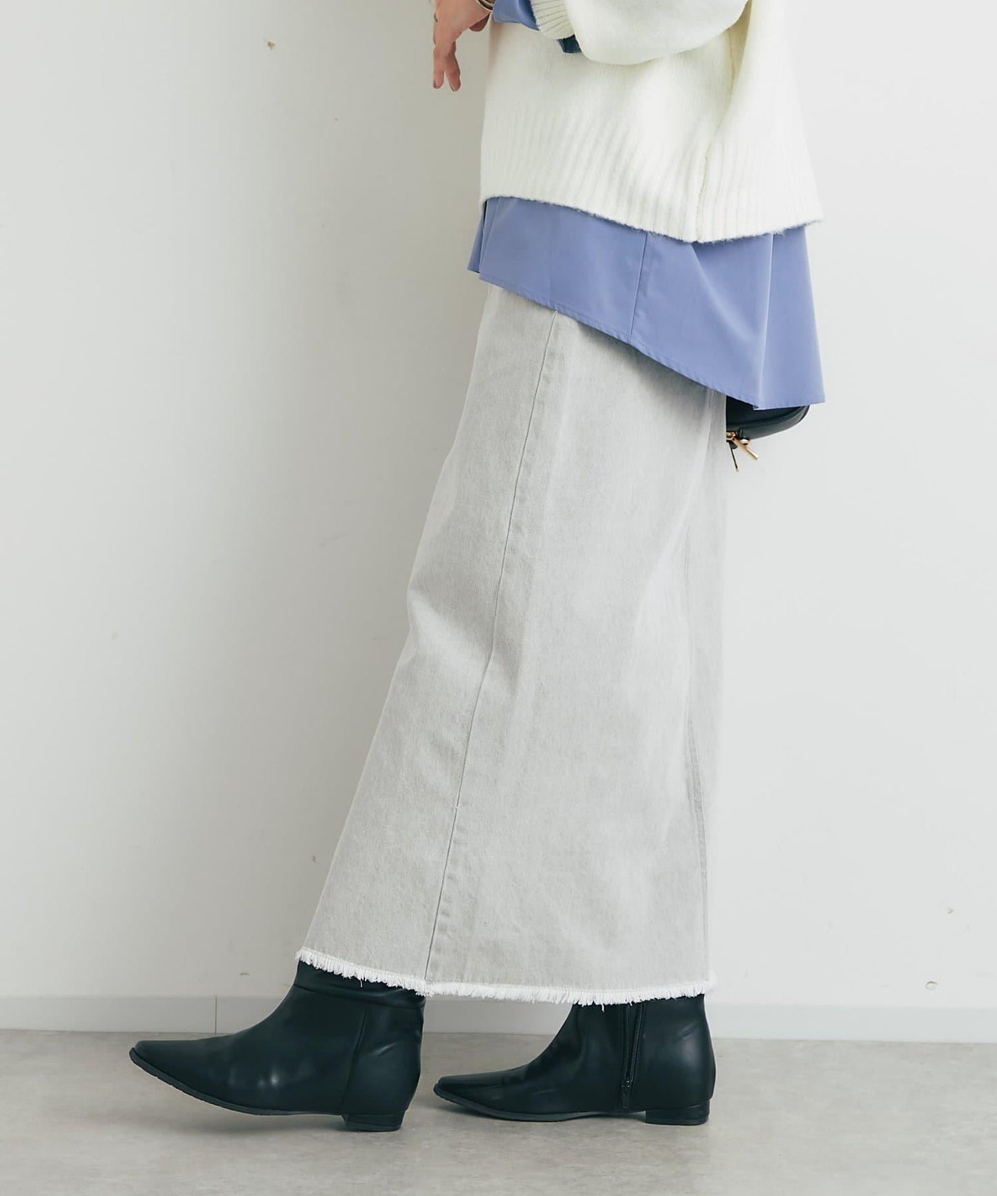 下襬流蘇牛仔半身裙