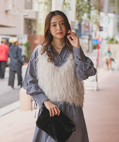 大人女性感羽毛針織背心