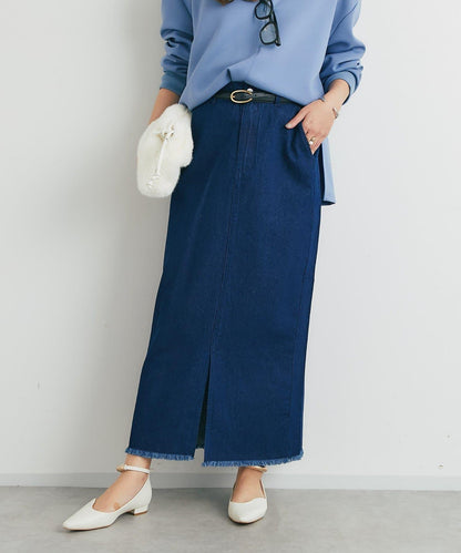 下襬流蘇牛仔半身裙