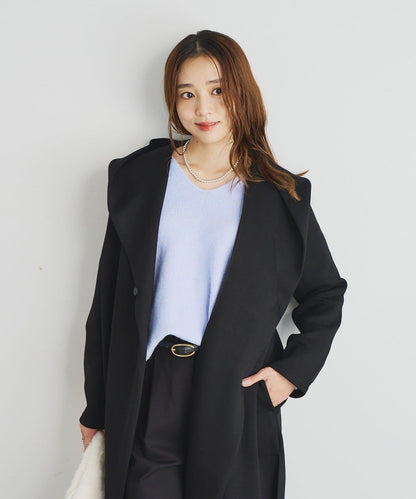 日常百搭連帽長款大衣