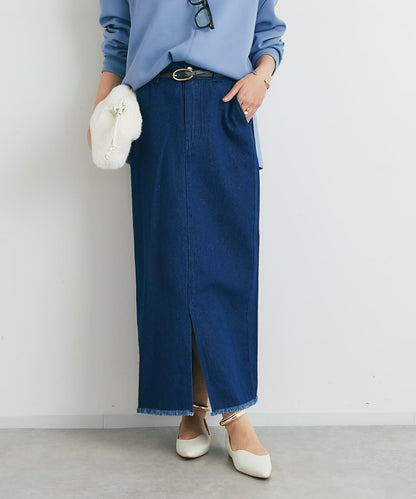 下襬流蘇牛仔半身裙