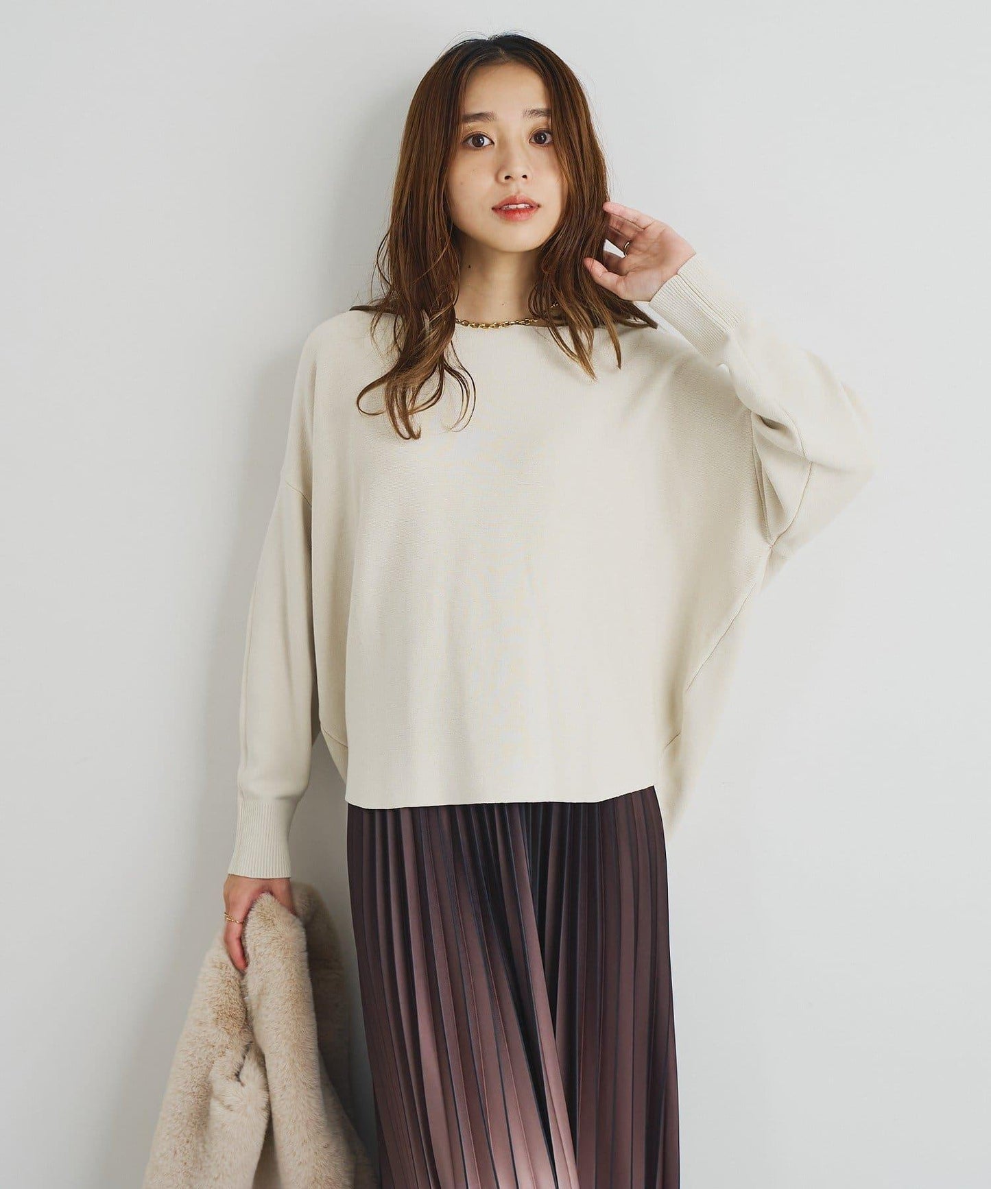 《著回し力抜群》14針高密度圓弧下襬套頭衫