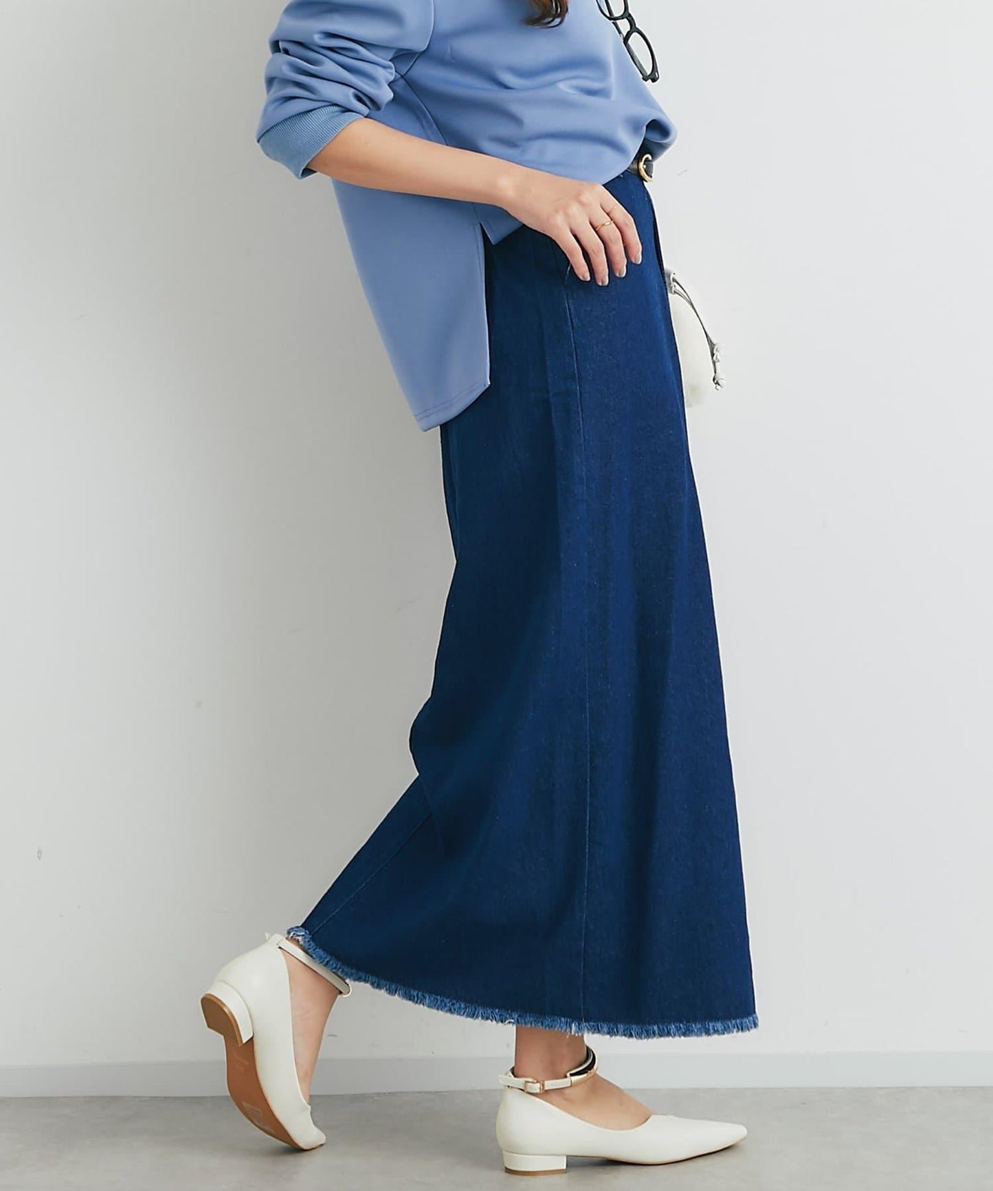 下襬流蘇牛仔半身裙