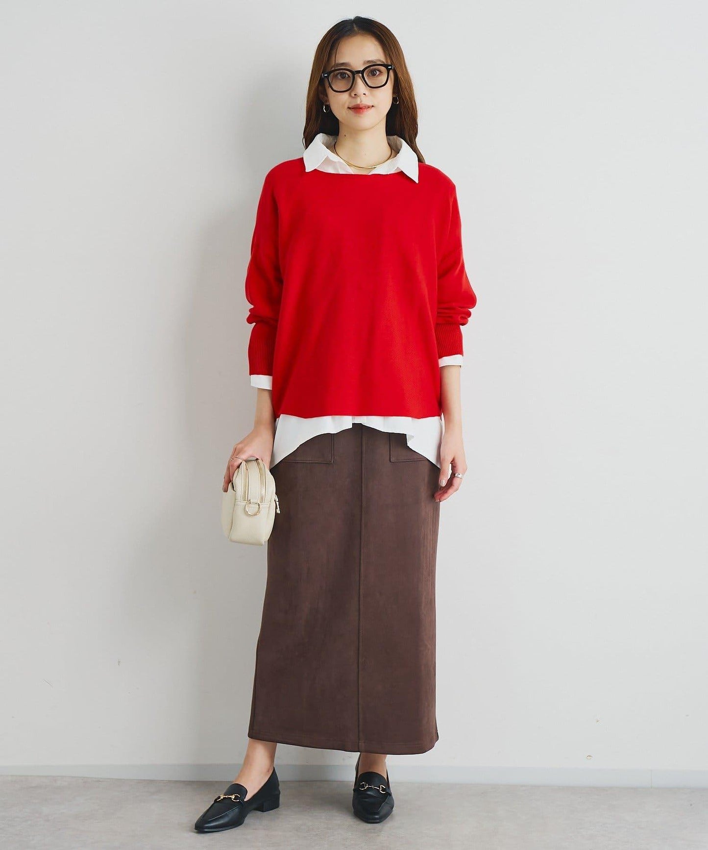 《女性優雅身形》棉花糖絨面窄身半身裙