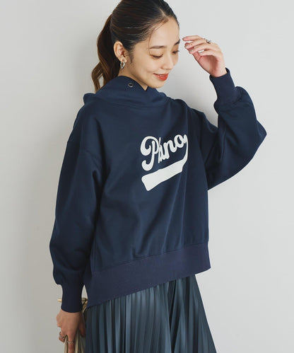 大人休閒風格內襯毛圈布標誌設計圓領套頭衫