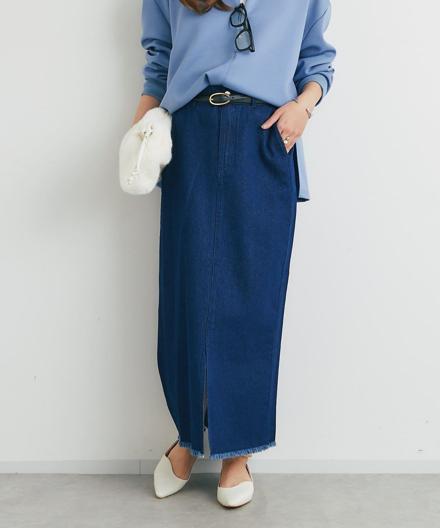 下襬流蘇牛仔半身裙