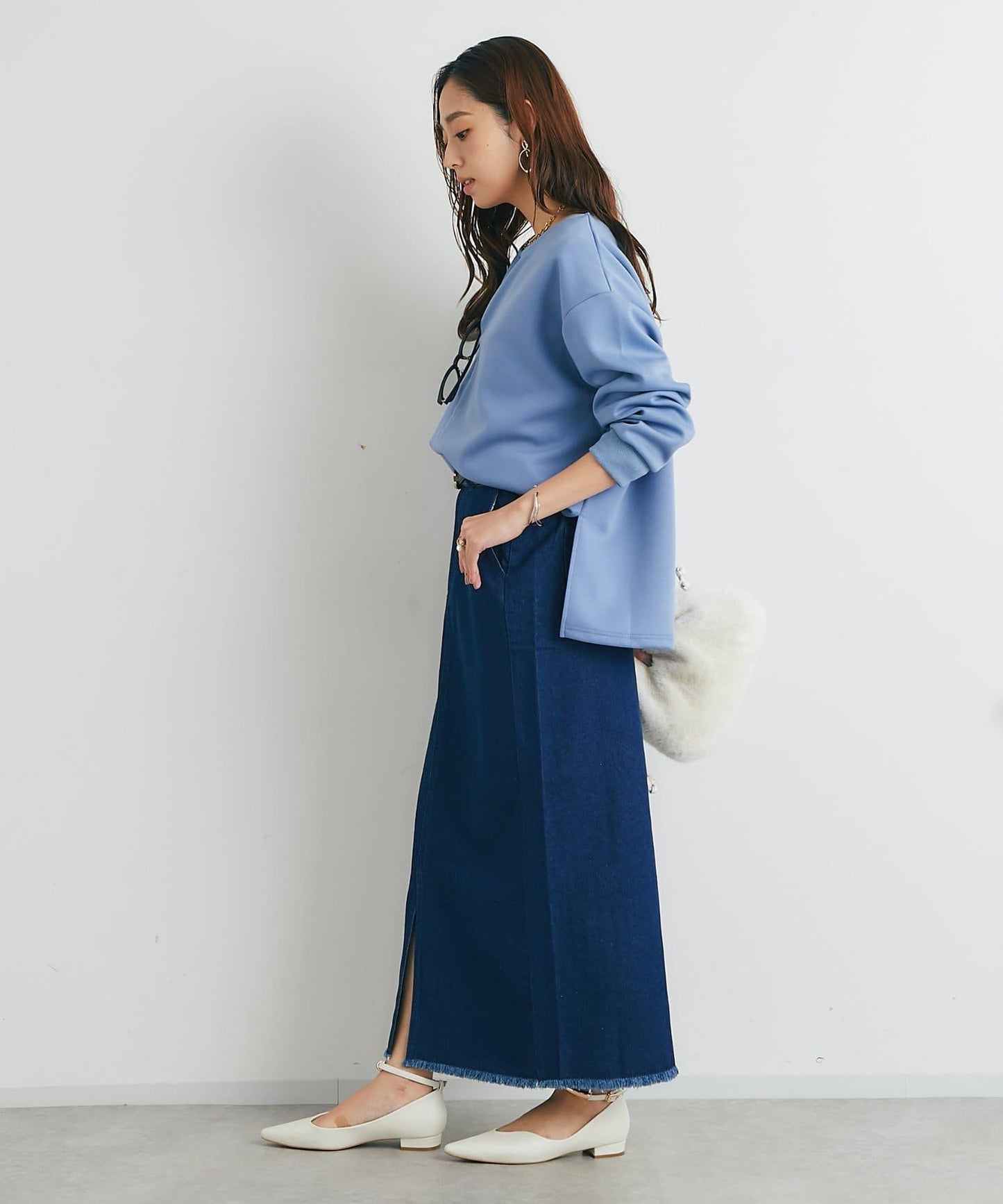 下襬流蘇牛仔半身裙