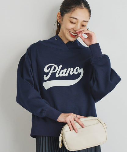 大人休閒風格內襯毛圈布標誌設計圓領套頭衫