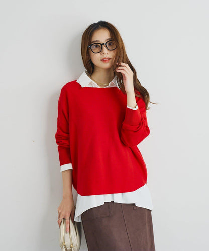 《著回し力抜群》14針高密度圓弧下襬套頭衫