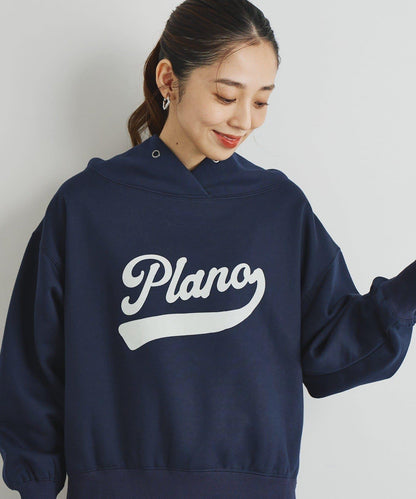 大人休閒風格內襯毛圈布標誌設計圓領套頭衫