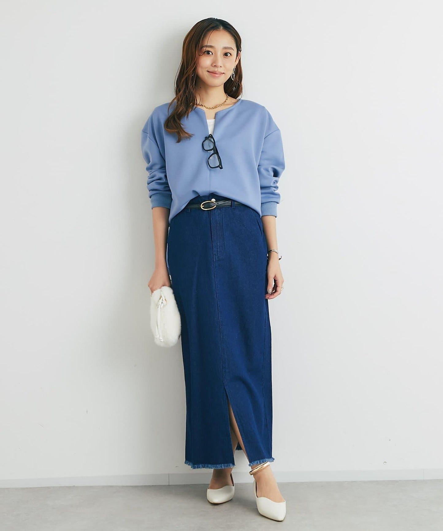 下襬流蘇牛仔半身裙