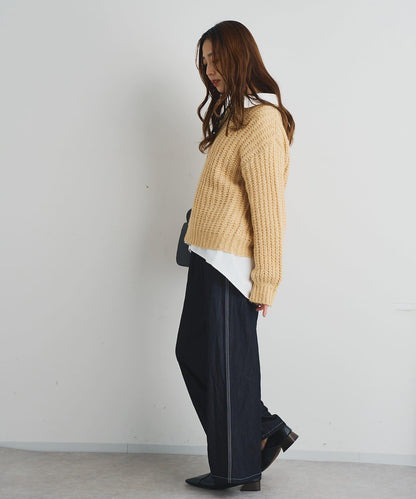 《ふわふわな著心地》粗花呢毛線針織衫