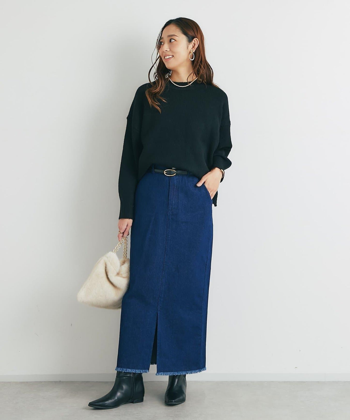 下襬流蘇牛仔半身裙