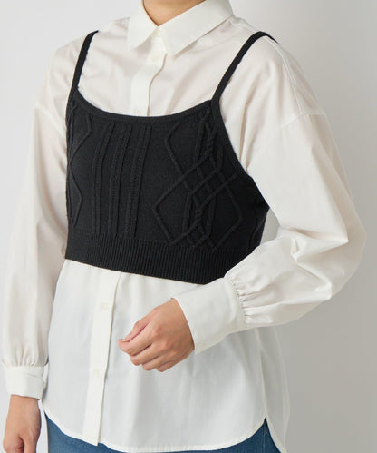 時尚風格針織背心套裝高密度襯衫