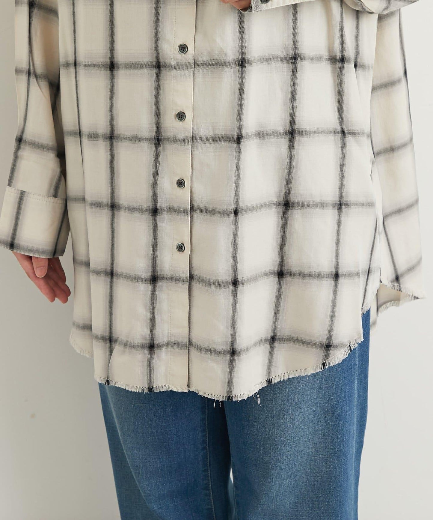 《こなれ感を演出》先染漸變格子襯衫