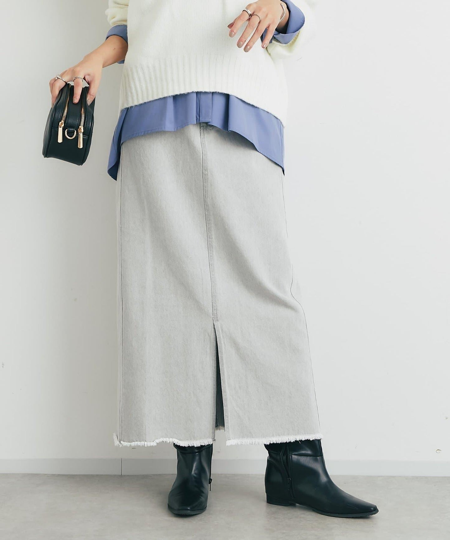 下襬流蘇牛仔半身裙