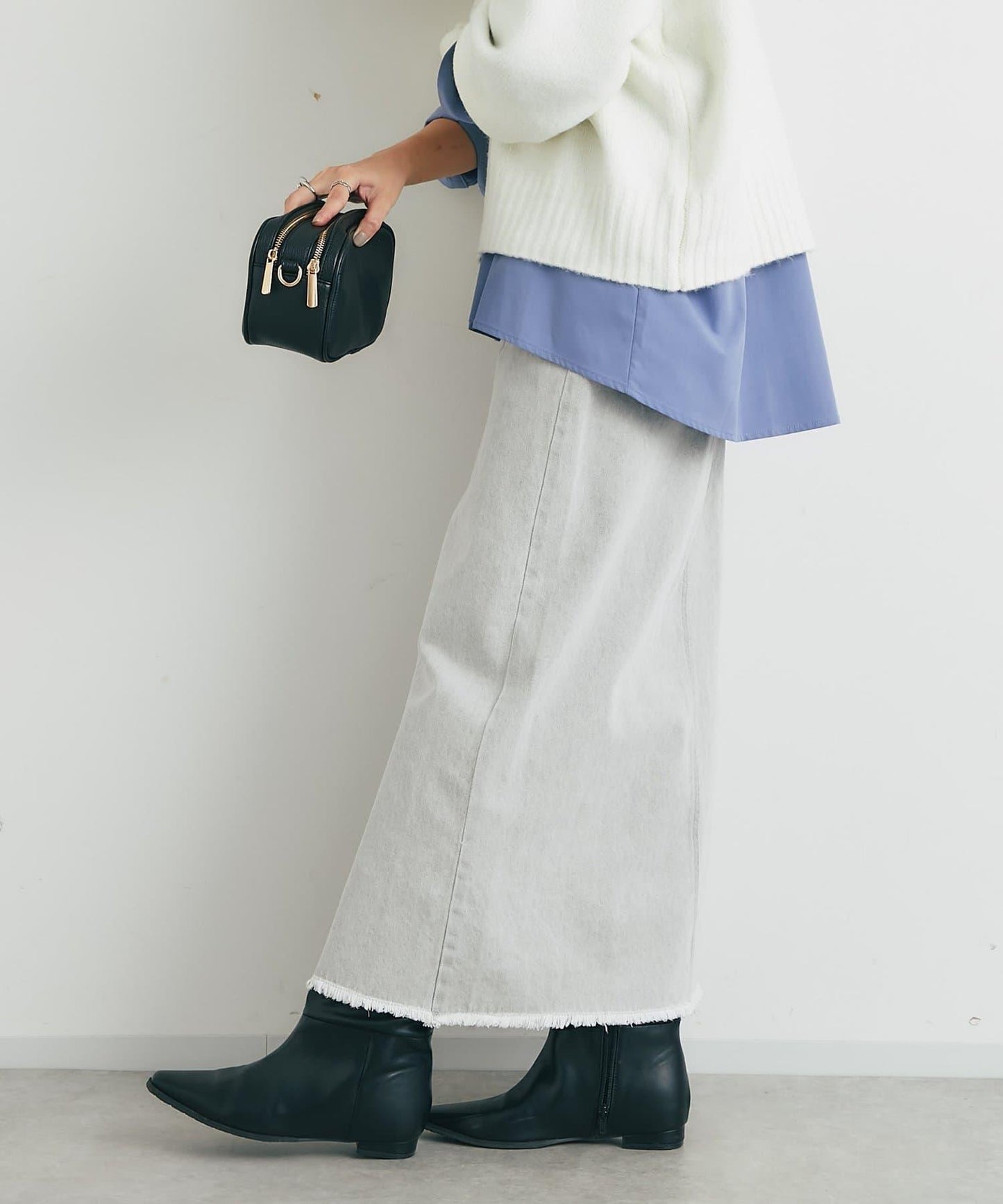 下襬流蘇牛仔半身裙