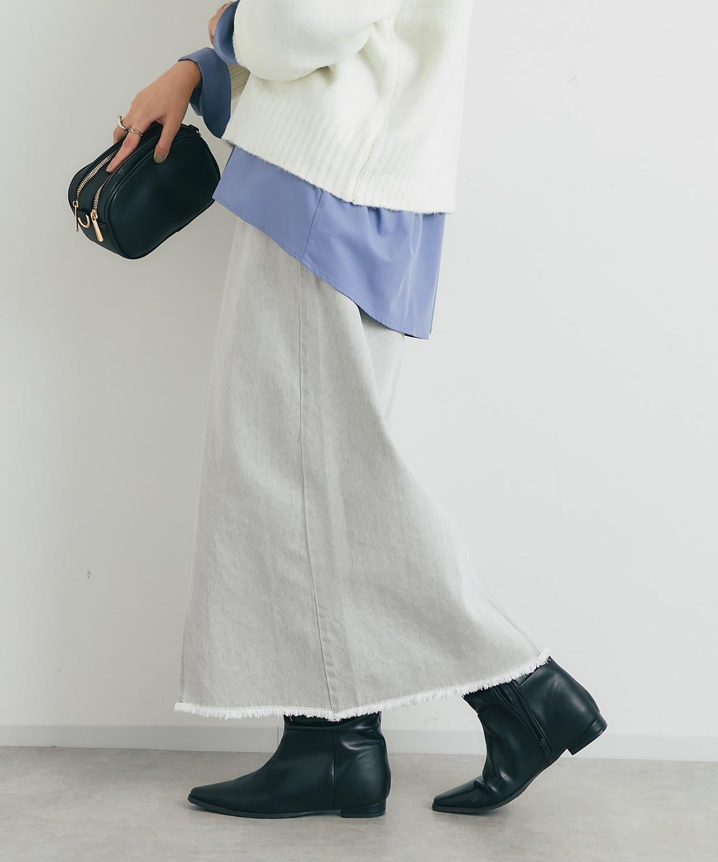 下襬流蘇牛仔半身裙