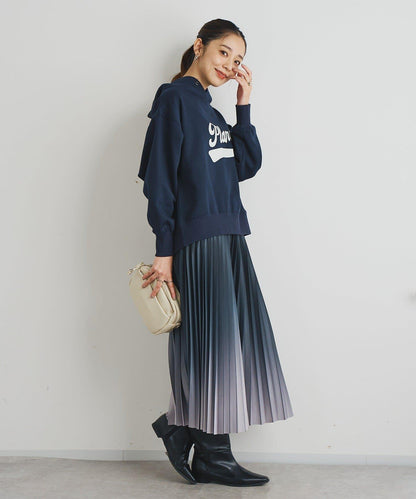 大人休閒風格內襯毛圈布標誌設計圓領套頭衫