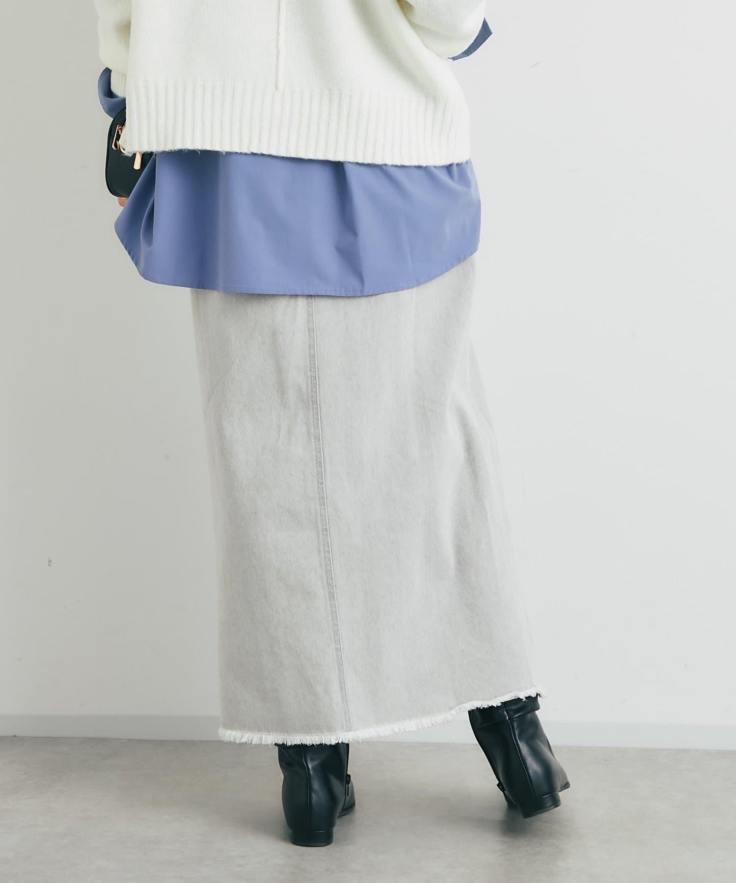 下襬流蘇牛仔半身裙