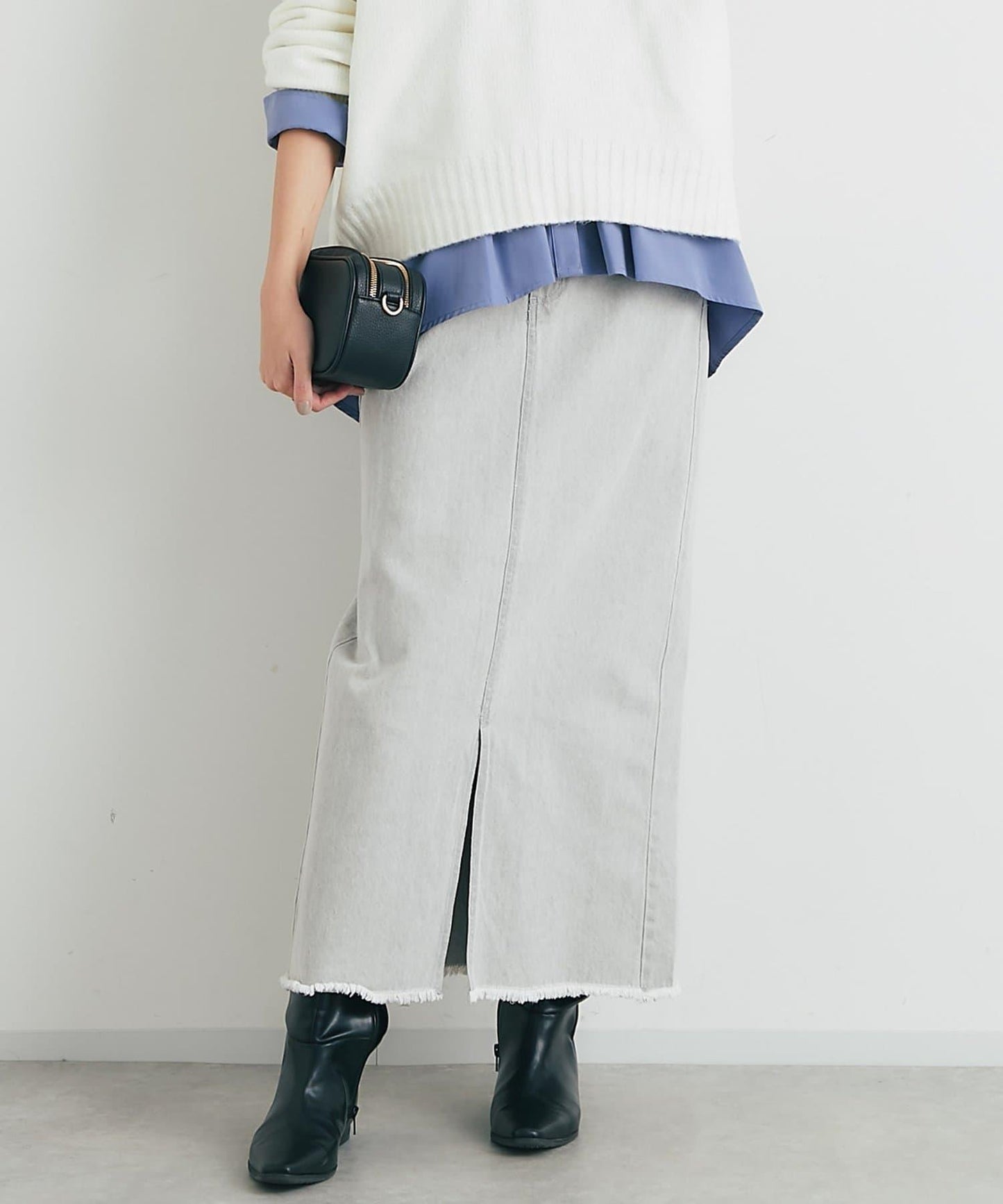 下襬流蘇牛仔半身裙