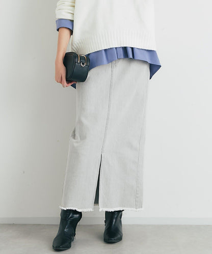 下襬流蘇牛仔半身裙