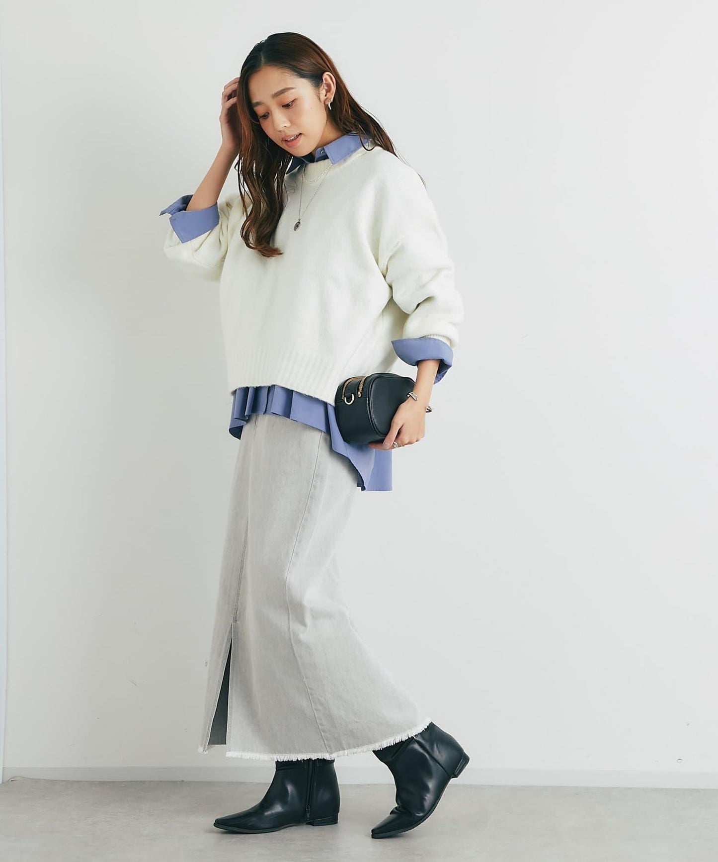 下襬流蘇牛仔半身裙