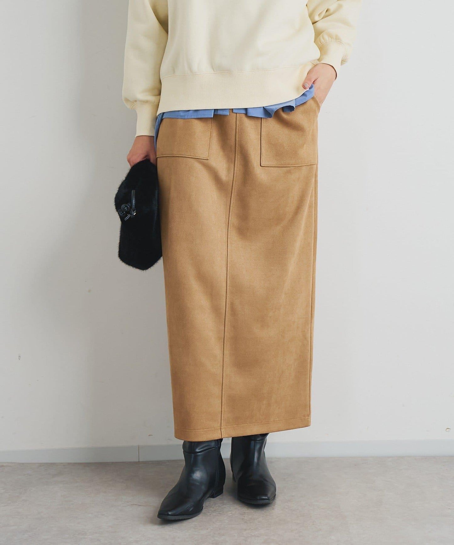 《女性優雅身形》棉花糖絨面窄身半身裙