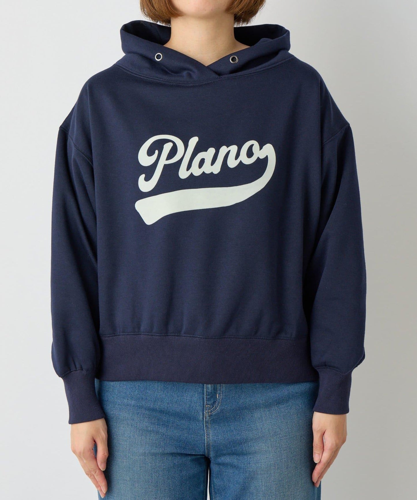 大人休閒風格內襯毛圈布標誌設計圓領套頭衫