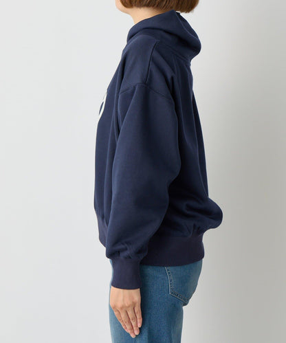 大人休閒風格內襯毛圈布標誌設計圓領套頭衫