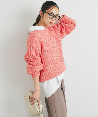 《ふわふわな著心地》粗花呢毛線針織衫