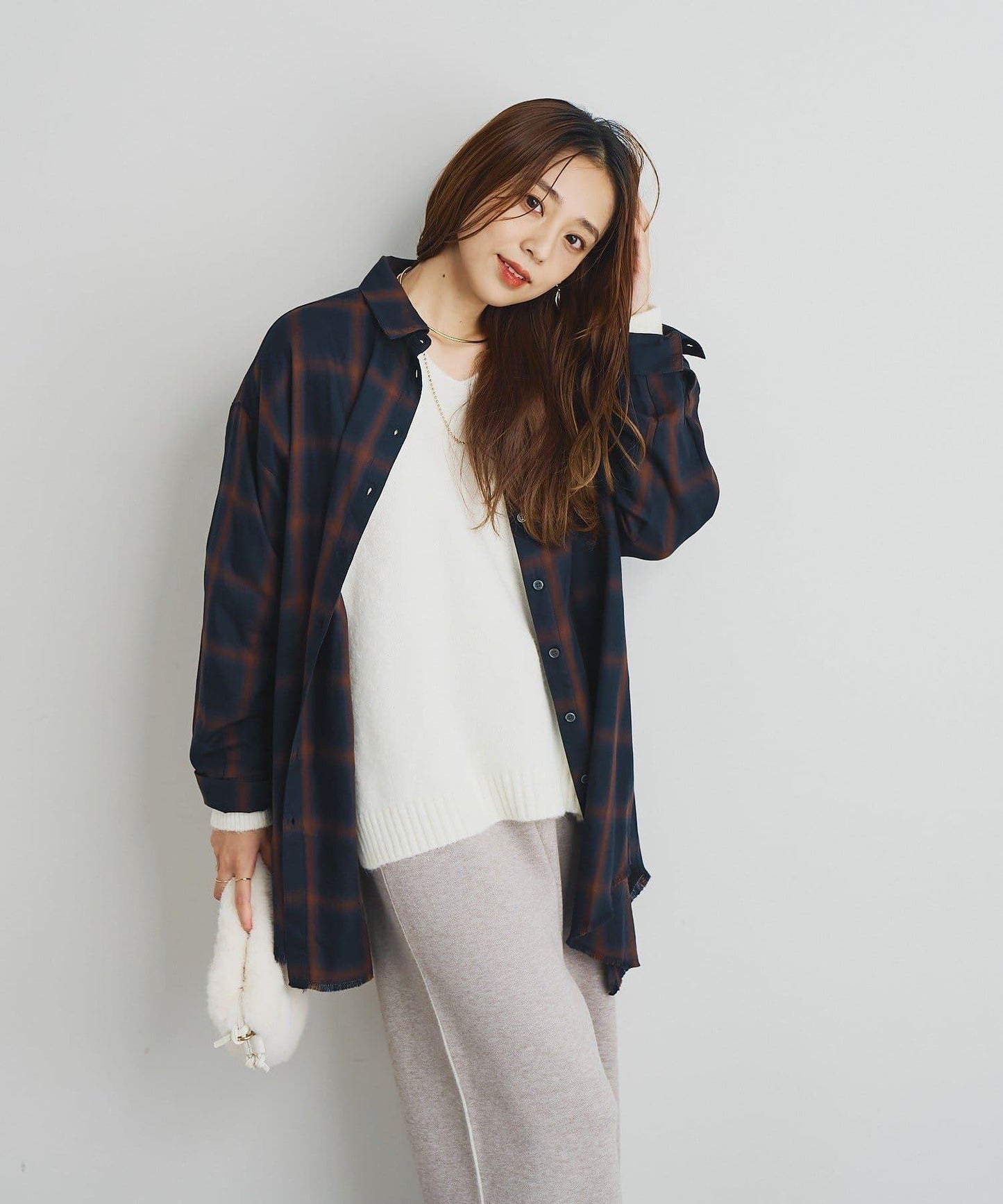 《こなれ感を演出》先染漸變格子襯衫