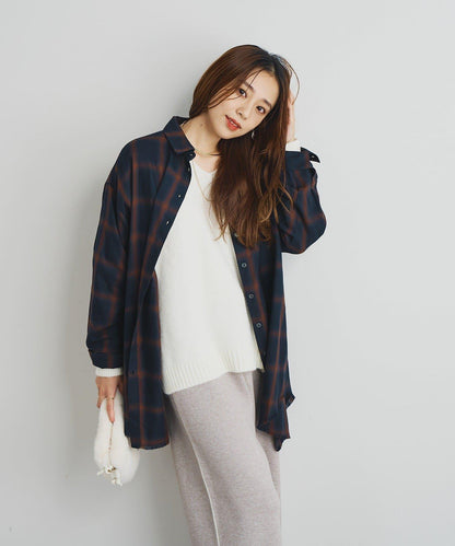 《こなれ感を演出》先染漸變格子襯衫