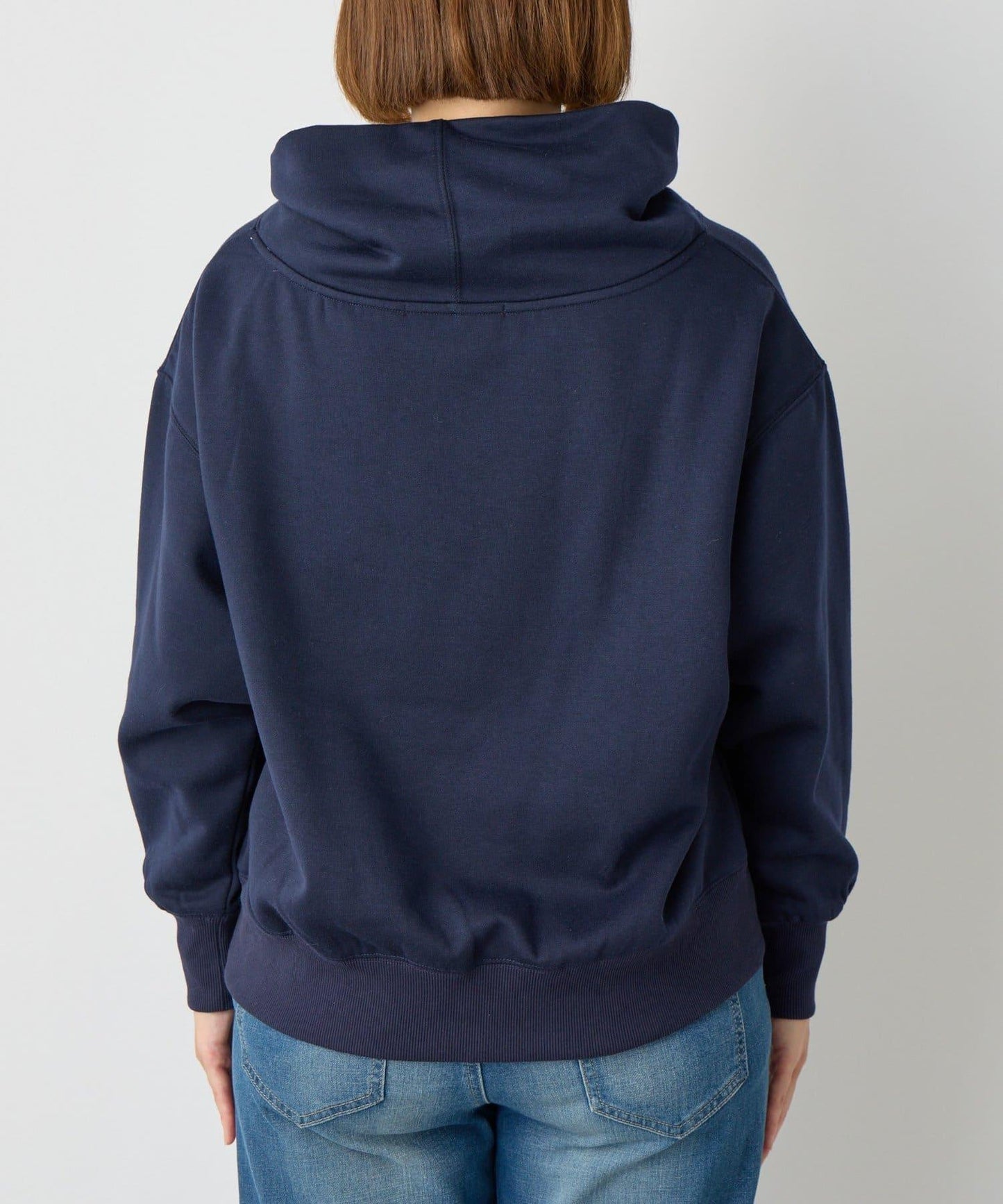 大人休閒風格內襯毛圈布標誌設計圓領套頭衫