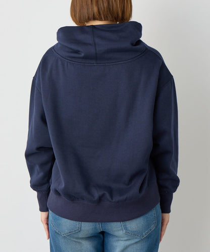 大人休閒風格內襯毛圈布標誌設計圓領套頭衫