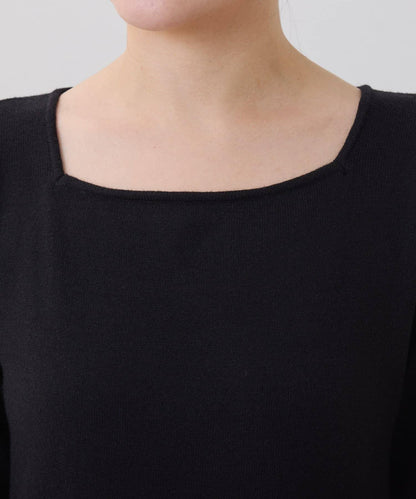 針織拼接喇叭連衣裙