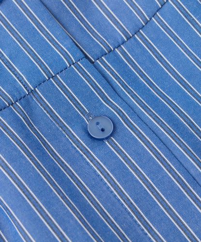 主打款條紋美人魚襯衫連衣裙