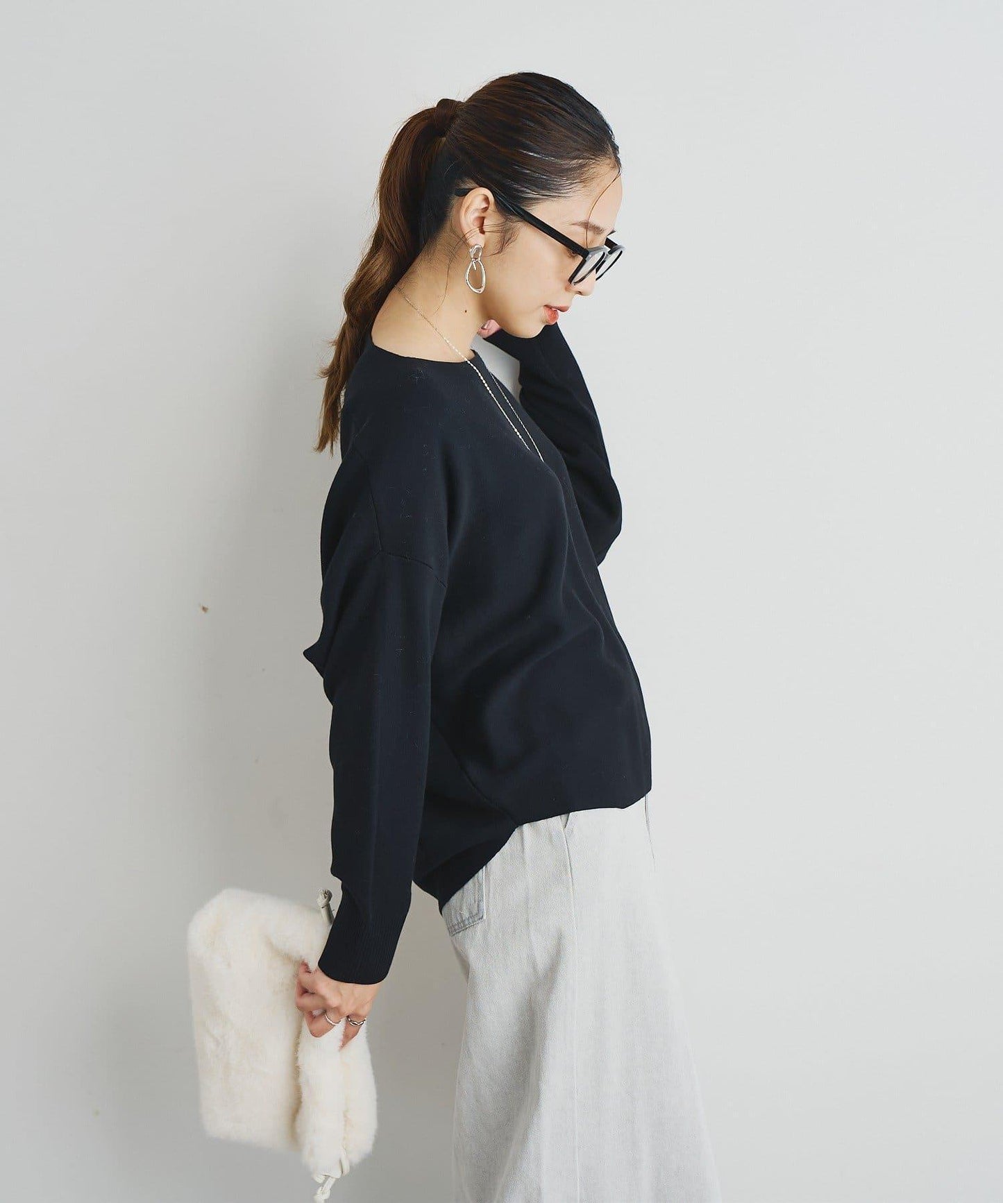 《著回し力抜群》14針高密度圓弧下襬套頭衫