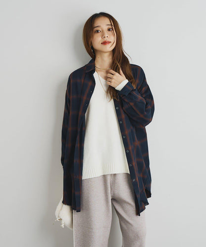 《こなれ感を演出》先染漸變格子襯衫