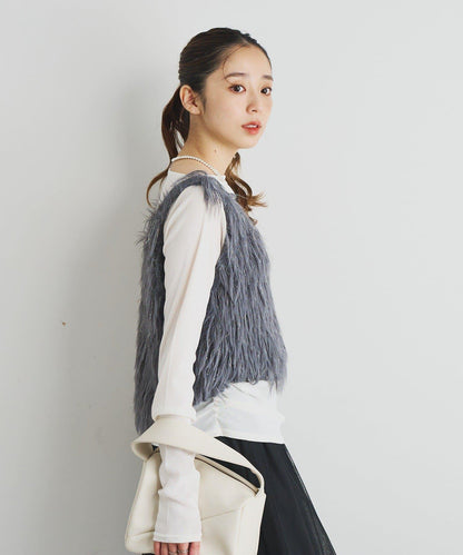 大人女性感羽毛針織背心