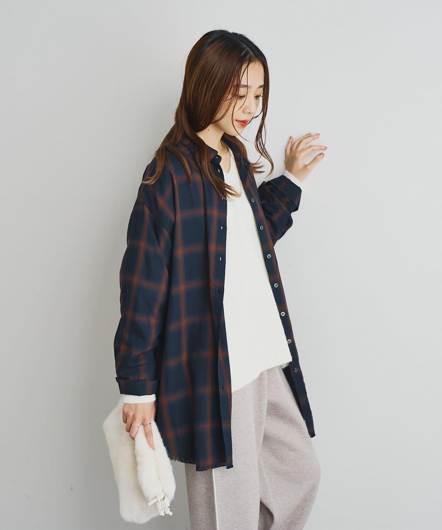 《こなれ感を演出》先染漸變格子襯衫