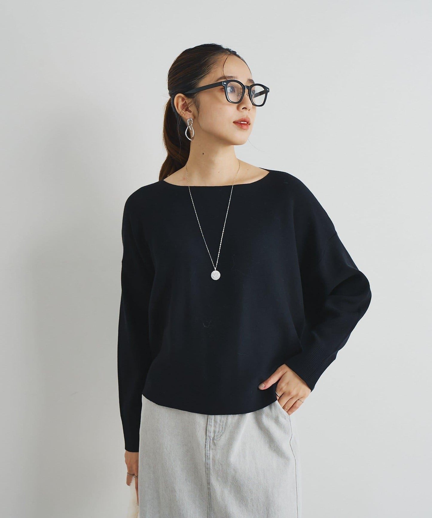 《著回し力抜群》14針高密度圓弧下襬套頭衫