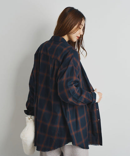 《こなれ感を演出》先染漸變格子襯衫