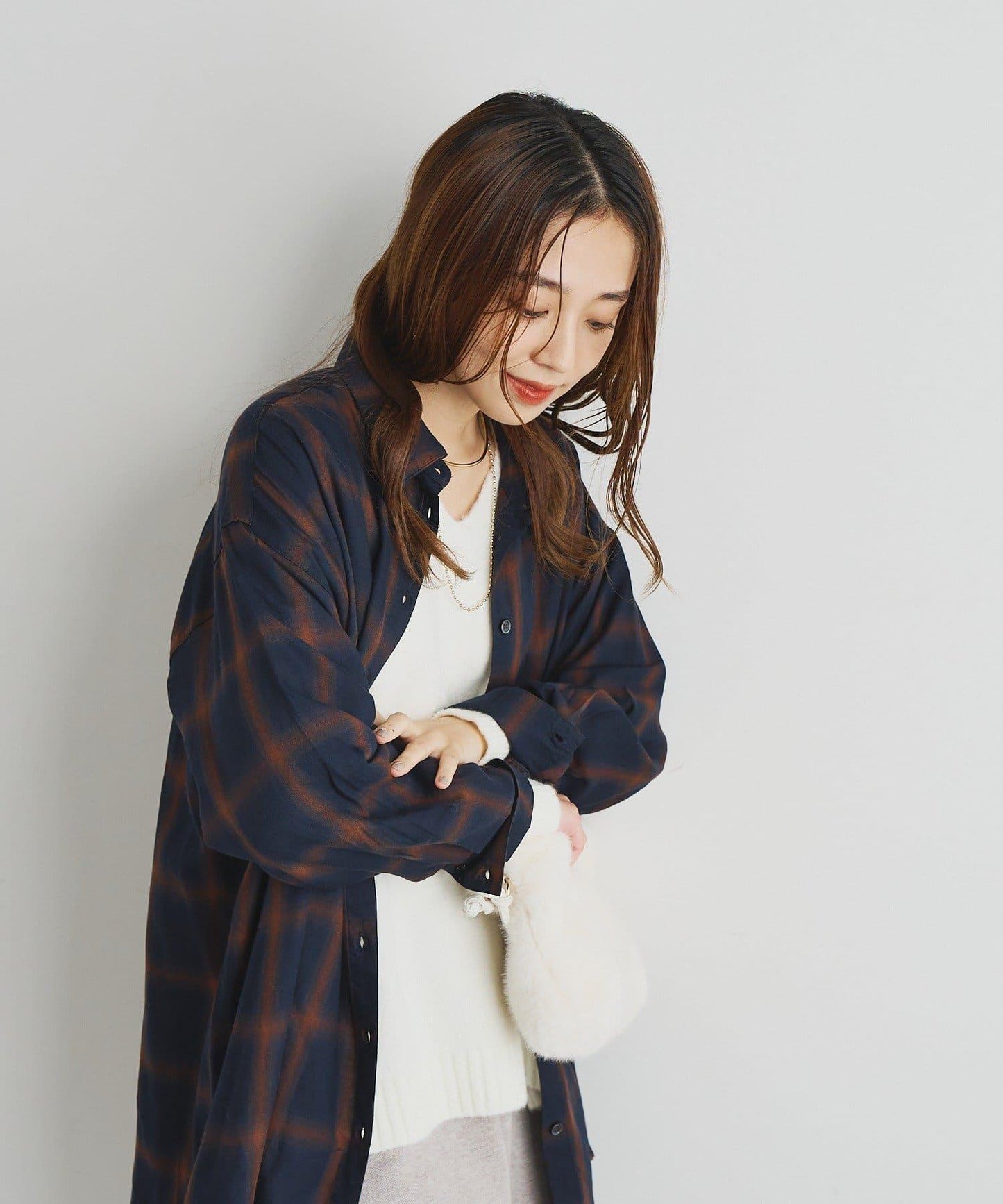 《こなれ感を演出》先染漸變格子襯衫