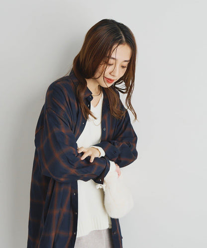 《こなれ感を演出》先染漸變格子襯衫