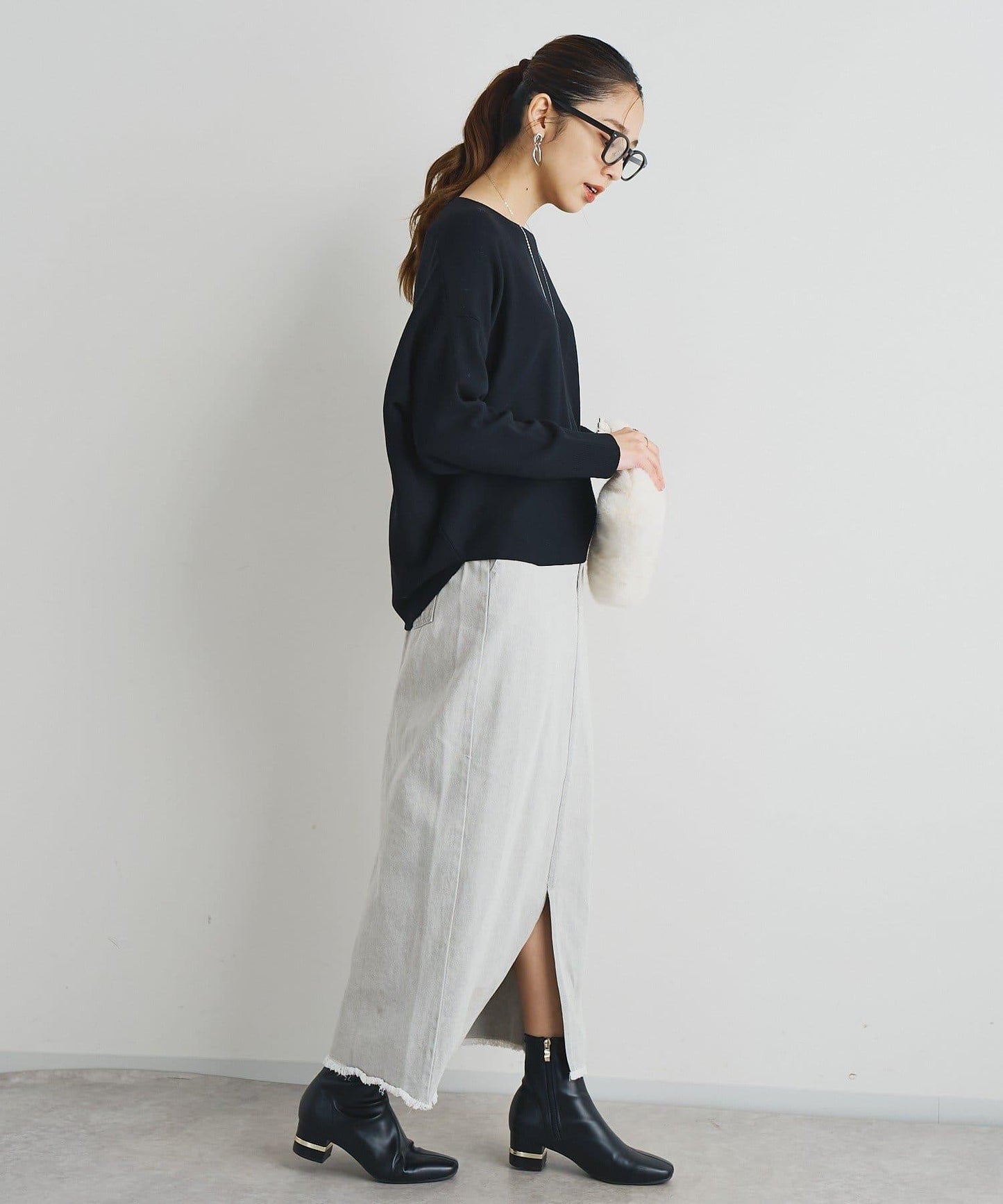 《著回し力抜群》14針高密度圓弧下襬套頭衫