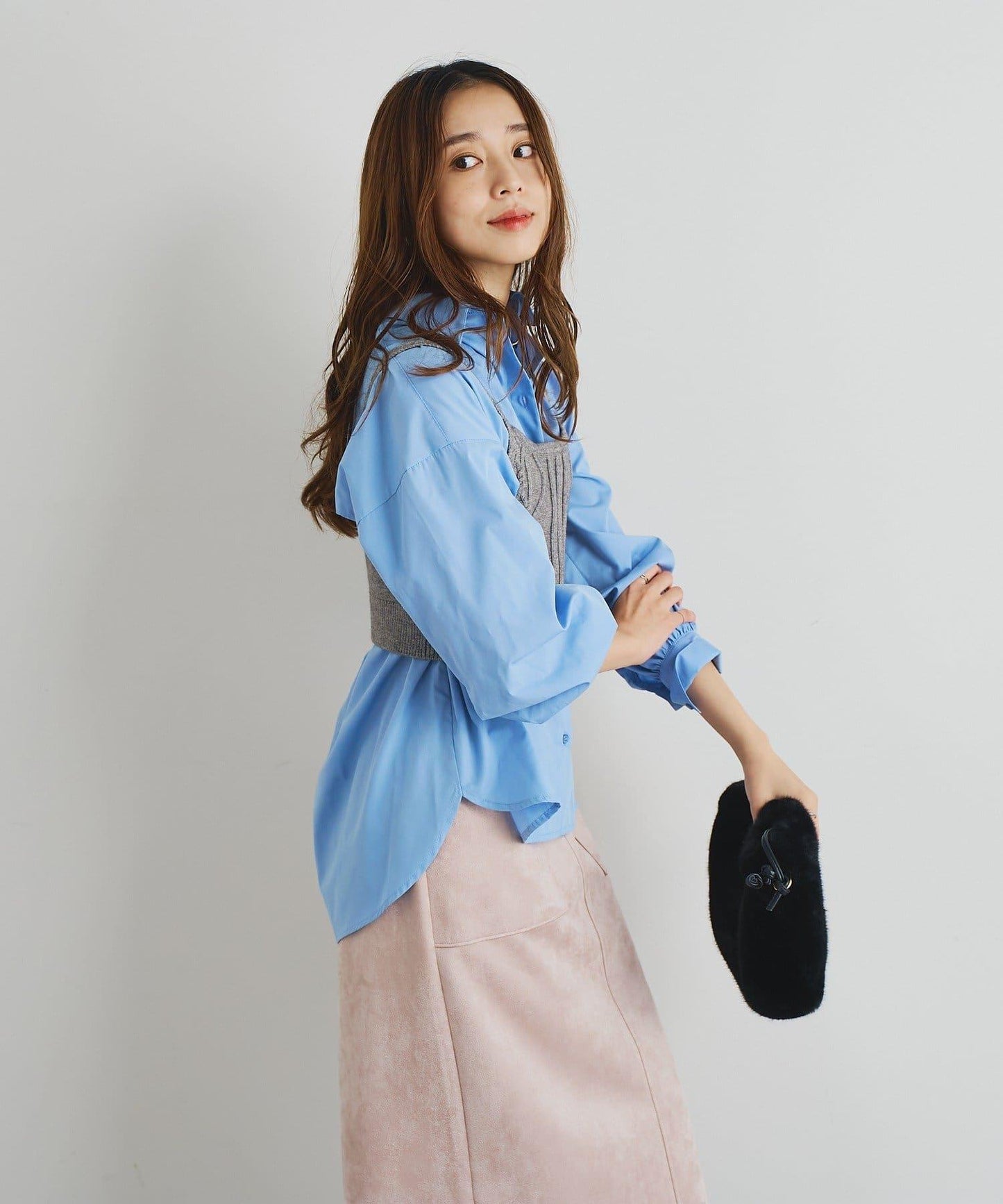 時尚風格針織背心套裝高密度襯衫