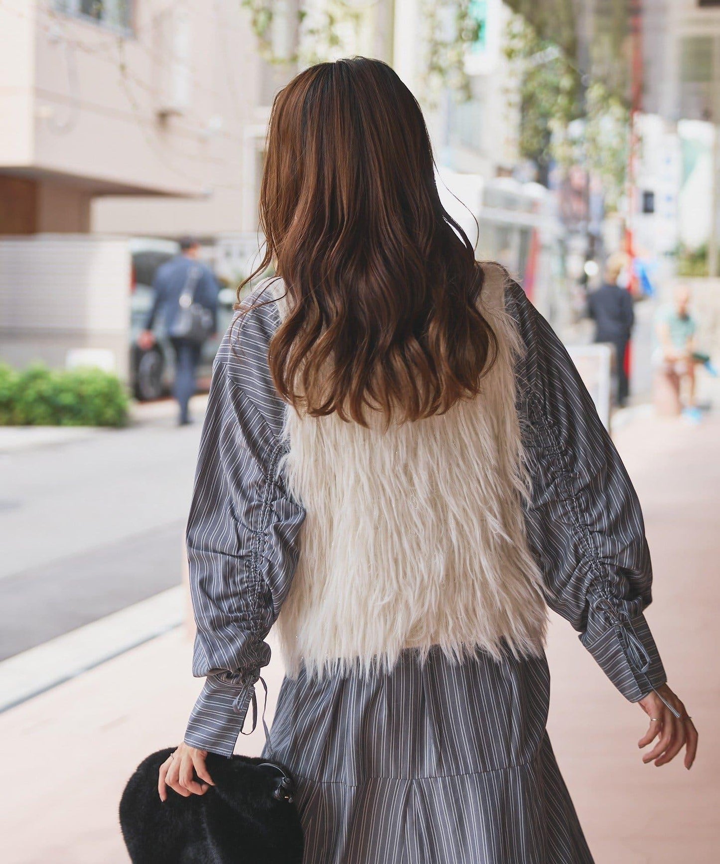 主打款條紋美人魚襯衫連衣裙