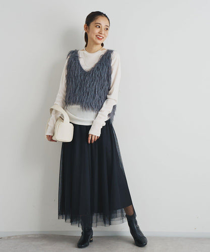 大人女性感羽毛針織背心